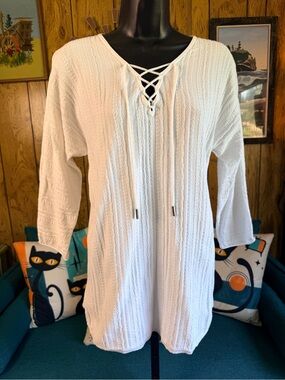 Damask 100% Cotton Swim Cover-Up Tunic